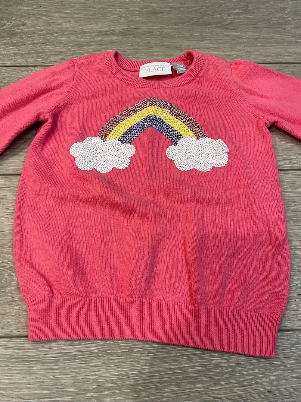 Girls Pink Rainbow Pullover Sweater